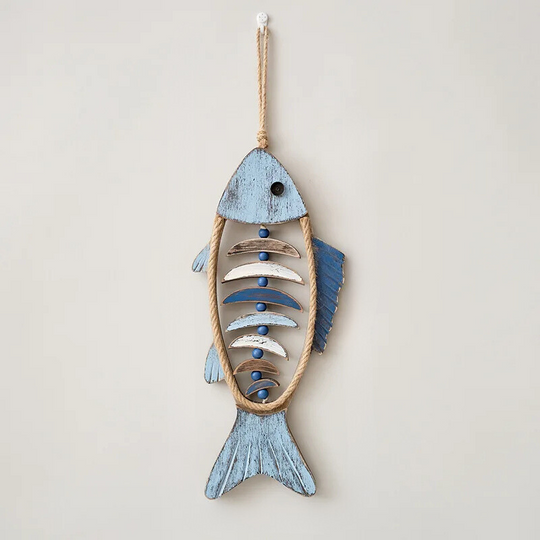 Decorazione a forma di pesce in legno – Accessorio rustico marittimo per la casa