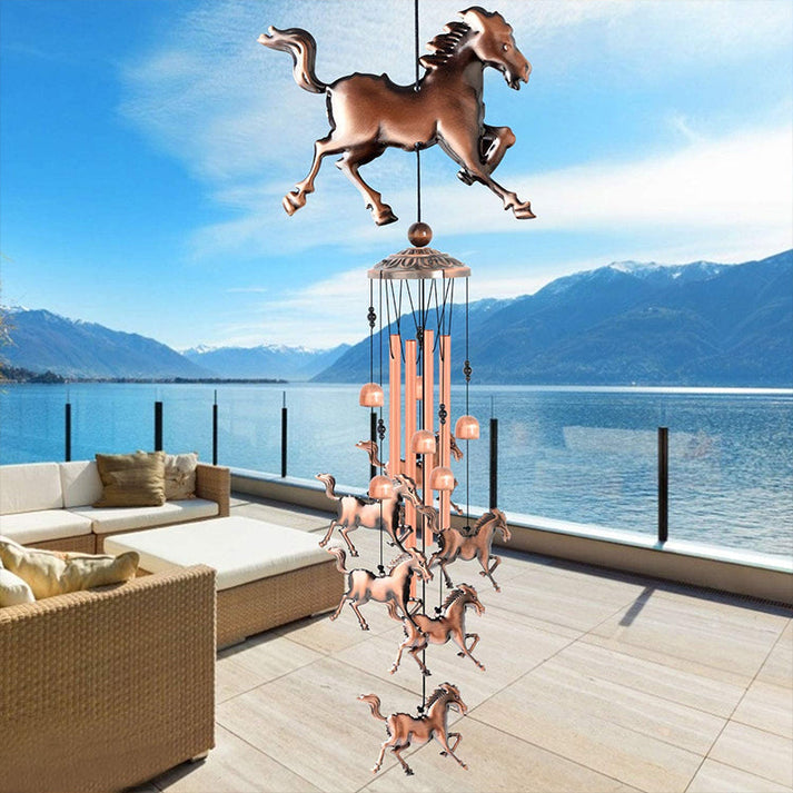 Bronzen Retro Windgong met Paardenmotief