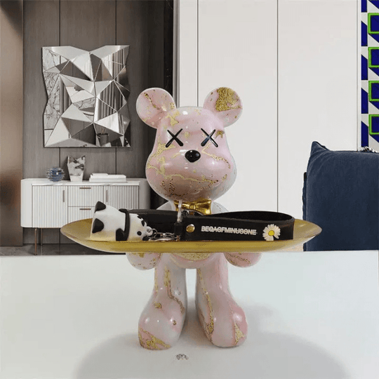 Orso decorativo con vassoio – Accessorio d’arredo di lusso e vassoio portaoggetti