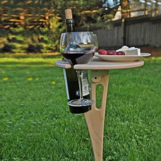 Portabottiglie da vino pieghevole in legno | Tavolino da vino per picnic