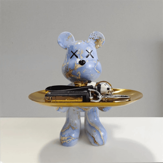 Orso decorativo con vassoio – Accessorio d’arredo di lusso e vassoio portaoggetti