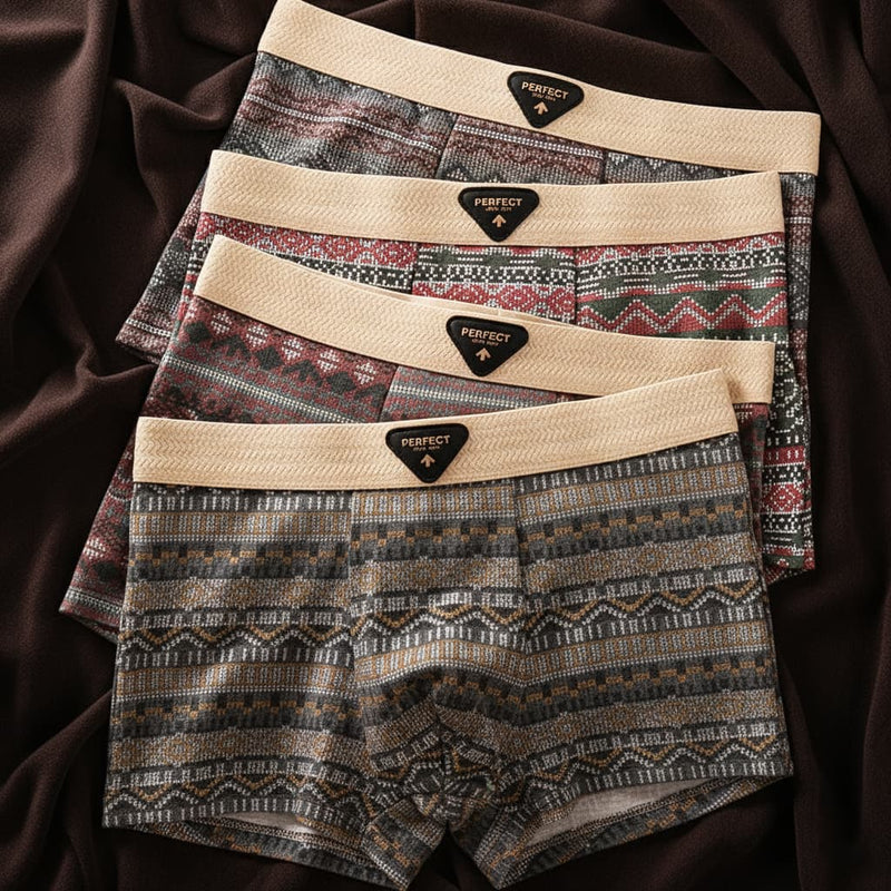 Boxershort van katoenmix met geometrisch patroon