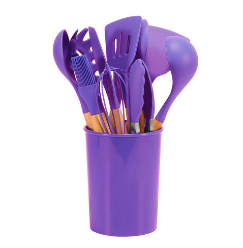 Silicone Kitchen Utensil Set – 12-Piece with Bamboo Handles, Heat-Resistant