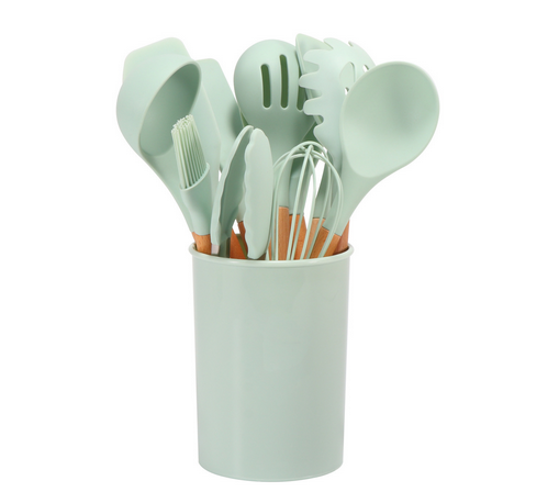 Silicone Kitchen Utensil Set – 12-Piece with Bamboo Handles, Heat-Resistant
