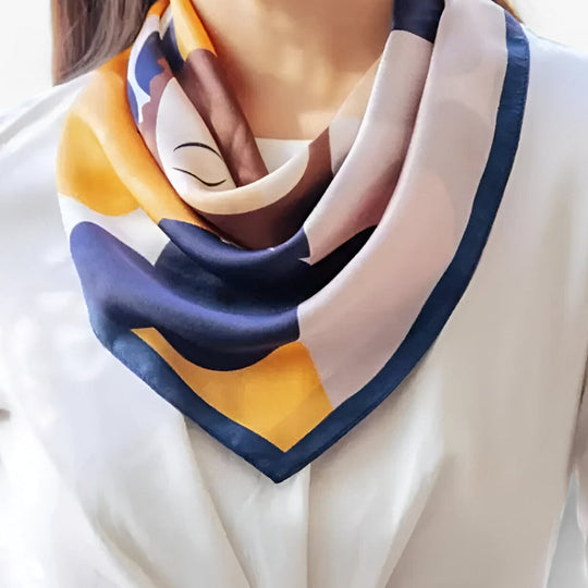 Satin Women's Scarf Square – Patterned Neck Scarf