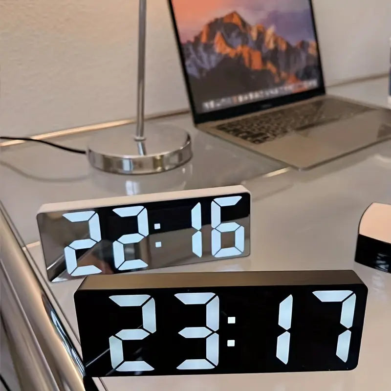 LED Mirror Alarm Clock | Voice-Controlled Clock with Power-Outage Memory