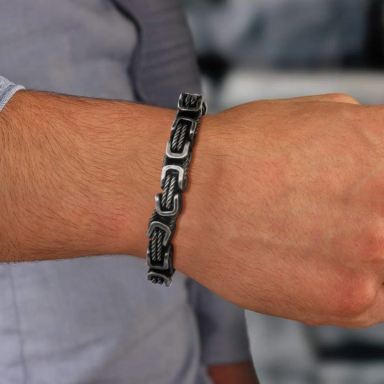 Bracciale a maglie intrecciate da uomo | Gioiello in acciaio inossidabile