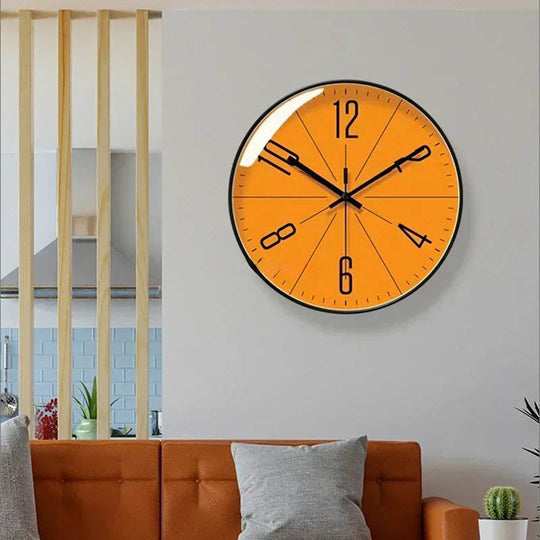 Modern Orange Wall Clock | Abstract Minimalist Silent Hands Home Decor