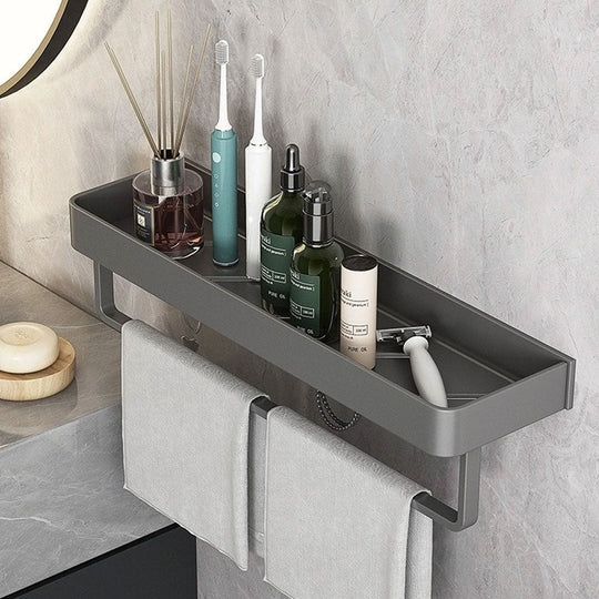 Modern Gray Bathroom Shelf | Wall-Mounted Shower Storage Organizer