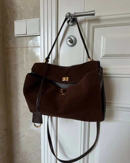 Suède Handtas Dames – Flapmodel met Gouden Details