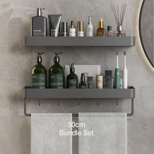 Modern Gray Bathroom Shelf | Wall-Mounted Shower Storage Organizer