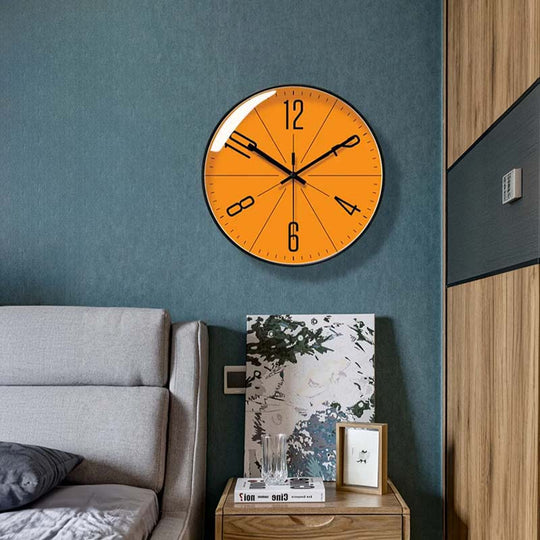 Modern Orange Wall Clock | Abstract Minimalist Silent Hands Home Decor