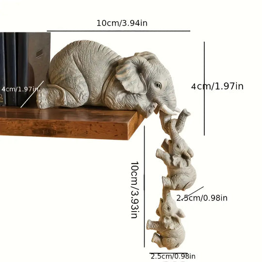 Statuette di famiglia di elefanti | Set di 3 dettagliati ornamenti in resina per casa e giardino