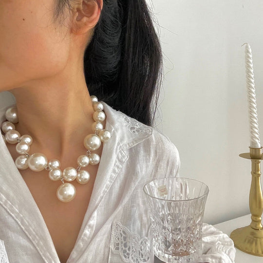Women's Pearl Necklace | Large Statement Beaded Choker
