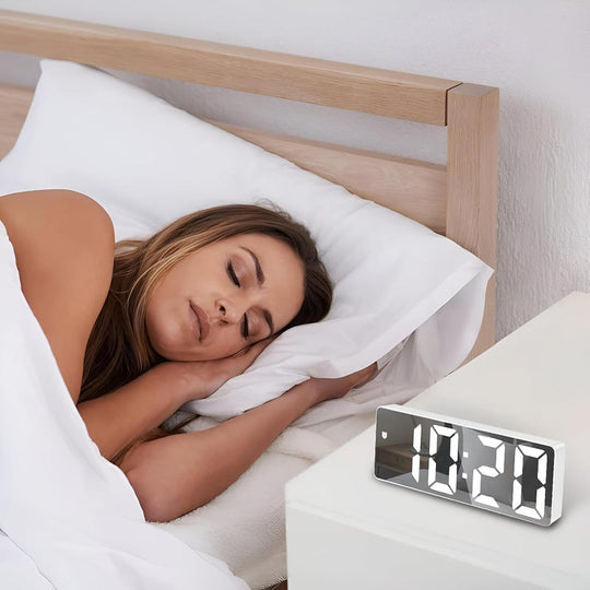 LED Mirror Alarm Clock | Voice-Controlled Clock with Power-Outage Memory