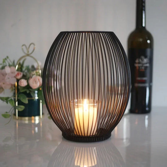 Modern Metal Candle Holder Set | Geometric Table Ornament & Centerpiece
