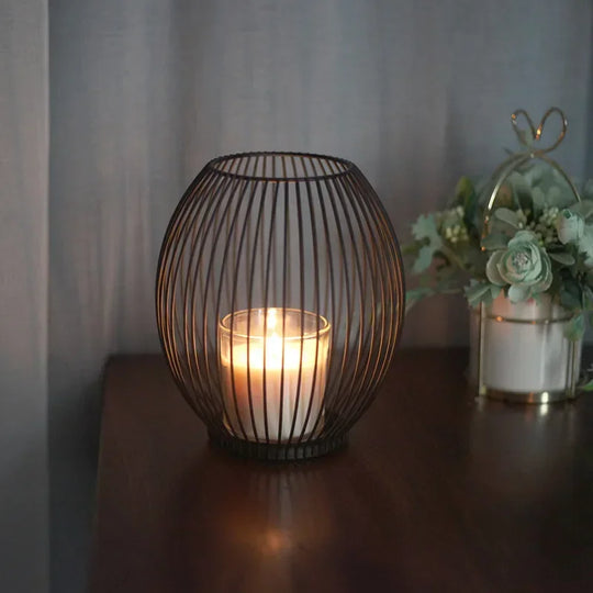 Modern Metal Candle Holder Set | Geometric Table Ornament & Centerpiece