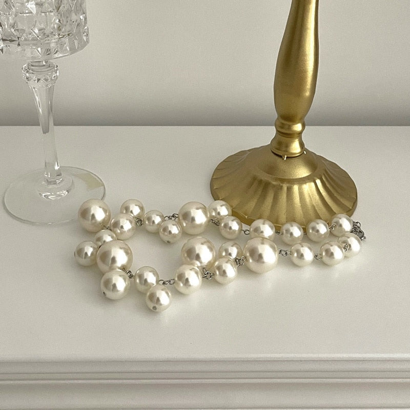 Women's Pearl Necklace | Large Statement Beaded Choker