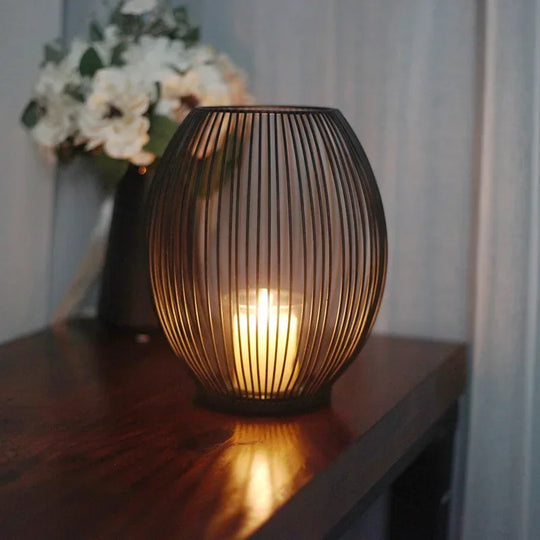 Modern Metal Candle Holder Set | Geometric Table Ornament & Centerpiece