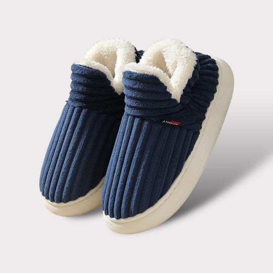 Women's Warm Fleece-Lined Slippers | Non-Slip Indoor Corduroy Shoes