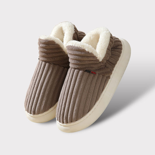 Women's Warm Fleece-Lined Slippers | Non-Slip Indoor Corduroy Shoes