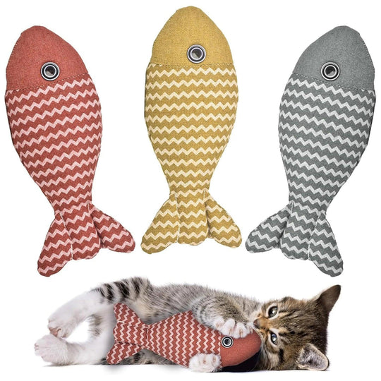 Gioco interattivo per gatti a forma di pesce con erba gatta – Da mordere, prendere a calci e con cui giocare per gatti da appartamento