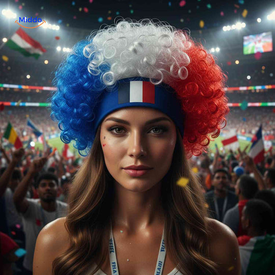 Parrucca da tifoso con fascia comoda – Accessorio da tifoso per i Mondiali