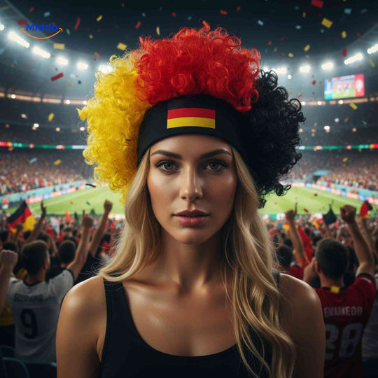 Parrucca da tifoso con fascia comoda – Accessorio da tifoso per i Mondiali