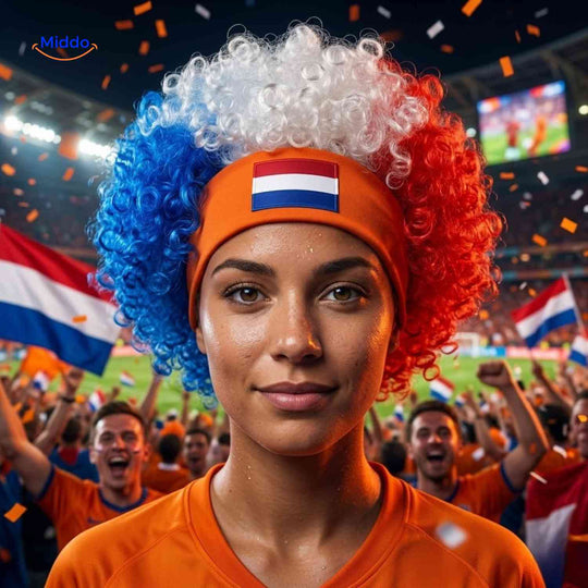 Parrucca da tifoso con fascia comoda – Accessorio da tifoso per i Mondiali