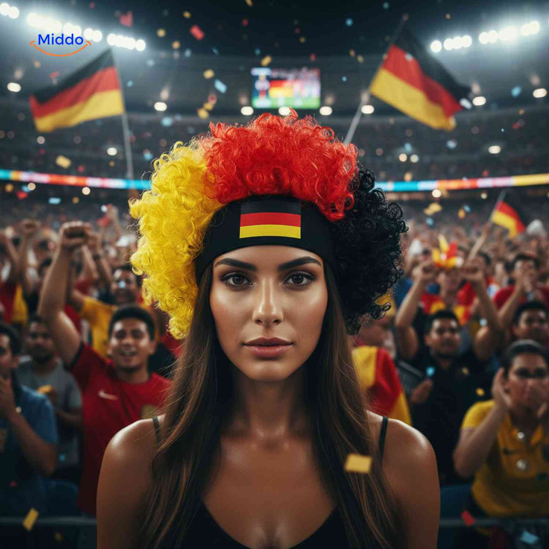 Parrucca da tifoso con fascia comoda – Accessorio da tifoso per i Mondiali