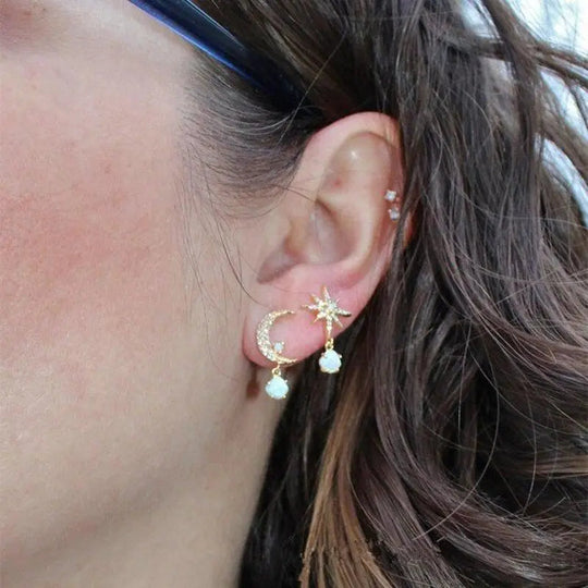 Orecchini con luna e stelle
