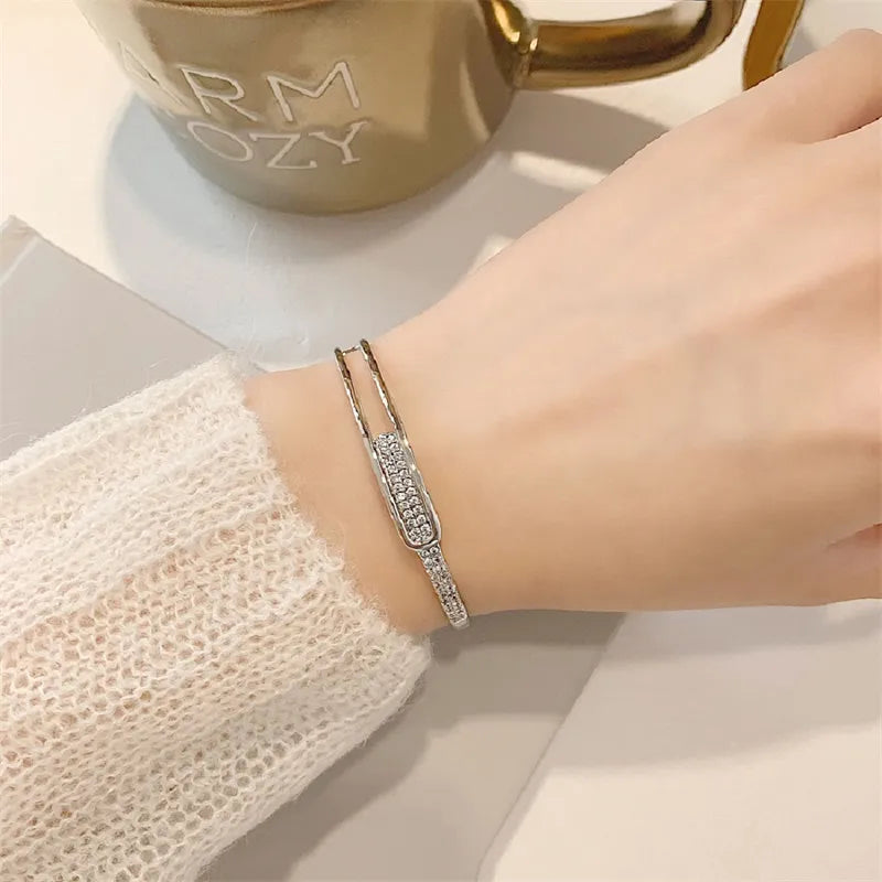 Open Armband van 925 Sterling Zilver met Zirkonia – Tijdloze Glans, Zonder Gedoe