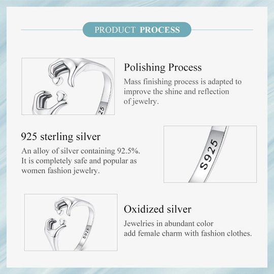 Anello di coppia con abbraccio d'amore in argento sterling 925