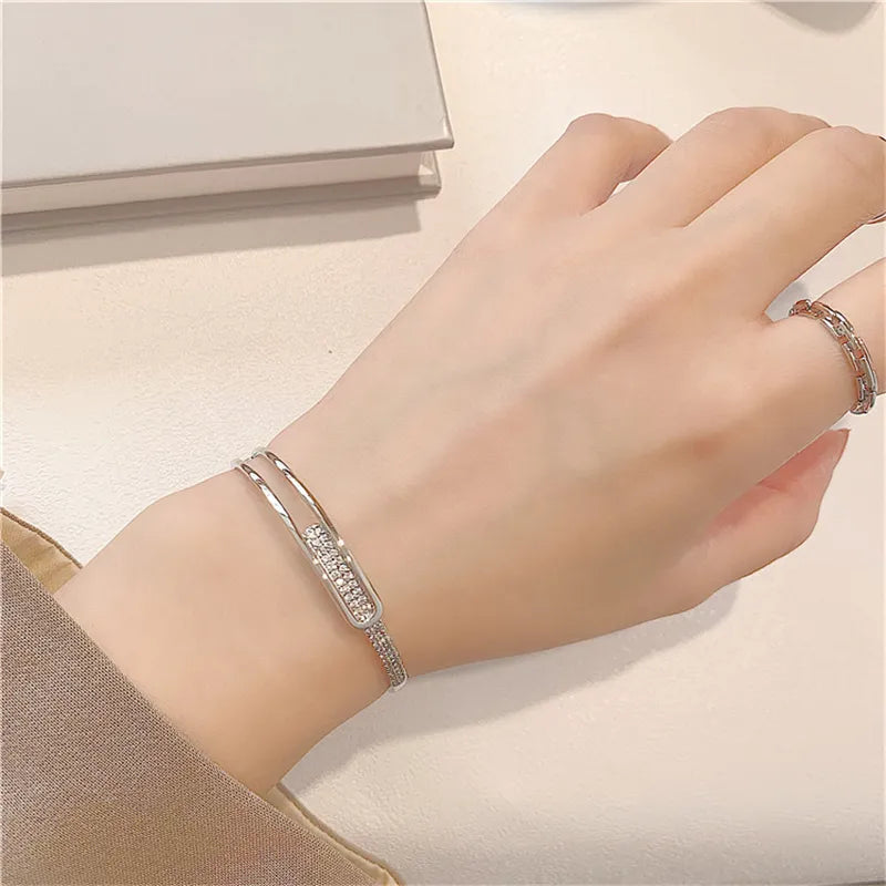 Open Armband van 925 Sterling Zilver met Zirkonia – Tijdloze Glans, Zonder Gedoe