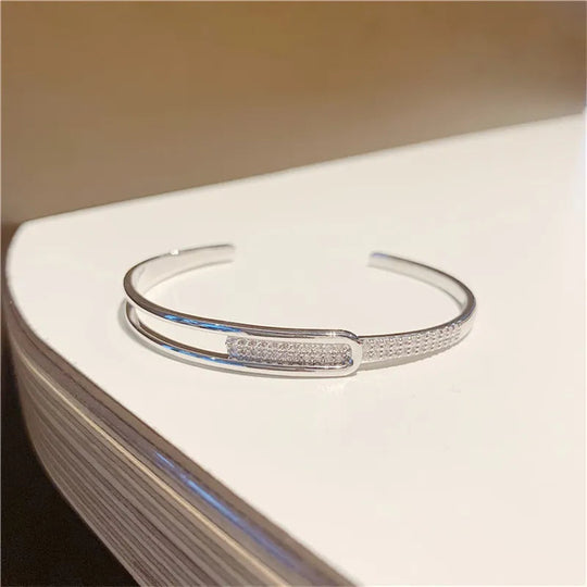 Open Armband van 925 Sterling Zilver met Zirkonia – Tijdloze Glans, Zonder Gedoe
