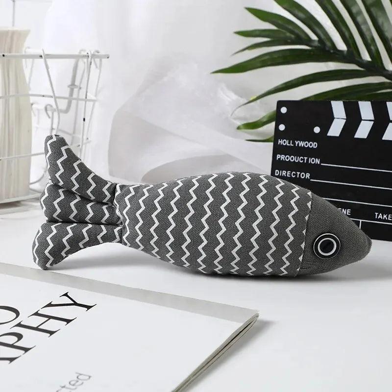 Gioco interattivo per gatti a forma di pesce con erba gatta – Da mordere, prendere a calci e con cui giocare per gatti da appartamento