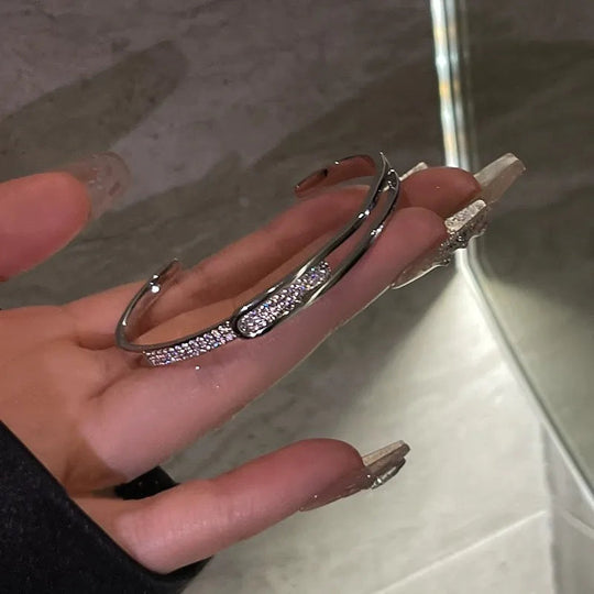 Open Armband van 925 Sterling Zilver met Zirkonia – Tijdloze Glans, Zonder Gedoe