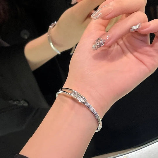 Open Armband van 925 Sterling Zilver met Zirkonia – Tijdloze Glans, Zonder Gedoe