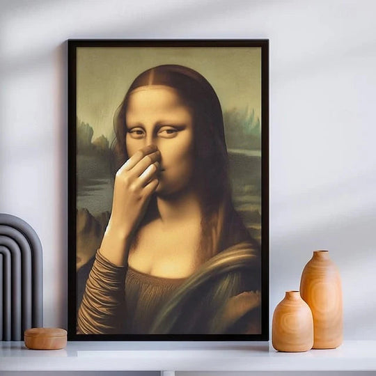 Canvas Wanddecoratie Badkamer - Mona Lisa met Humor - Feuchtigkeitsbestendig