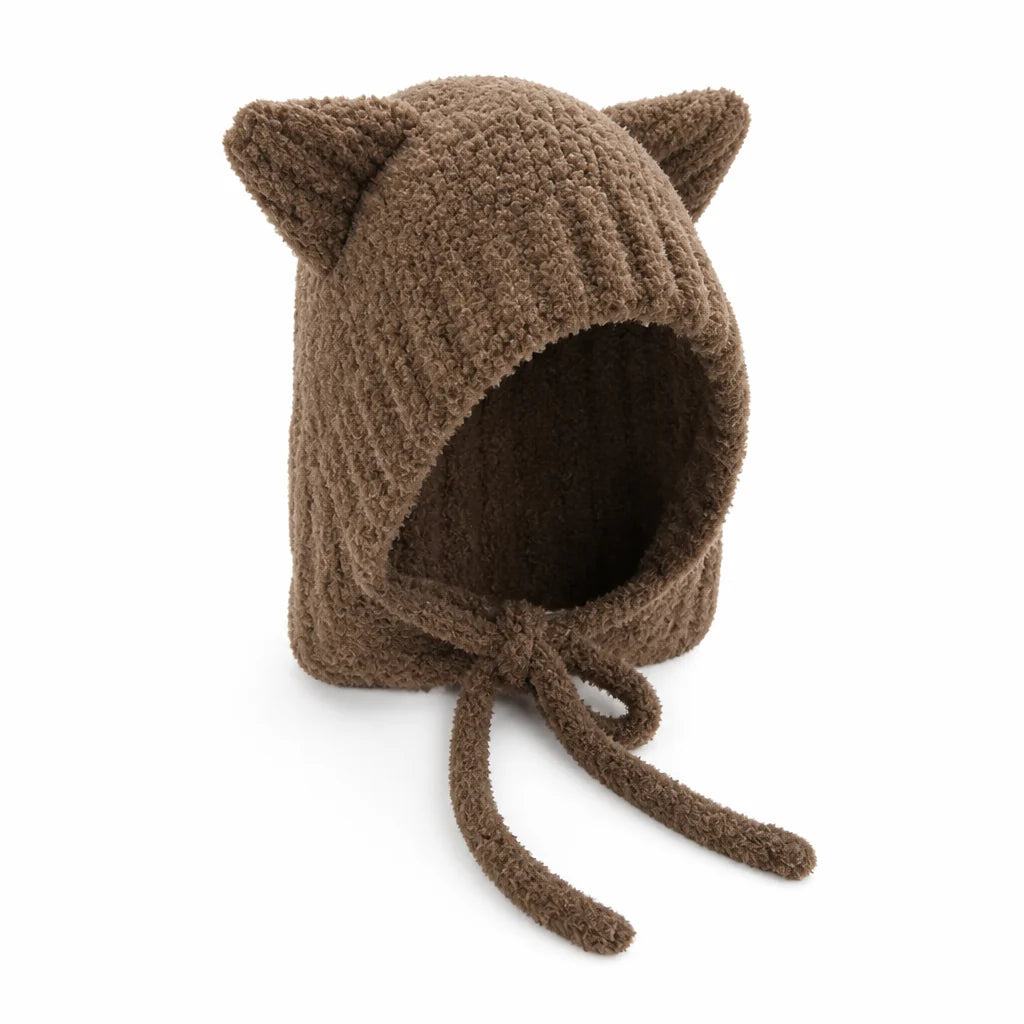 Capuchonmuts Gebreid – met Pluche Dierenoren