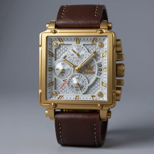 Chronograaf Vierkant 45 mm – met Leren Band