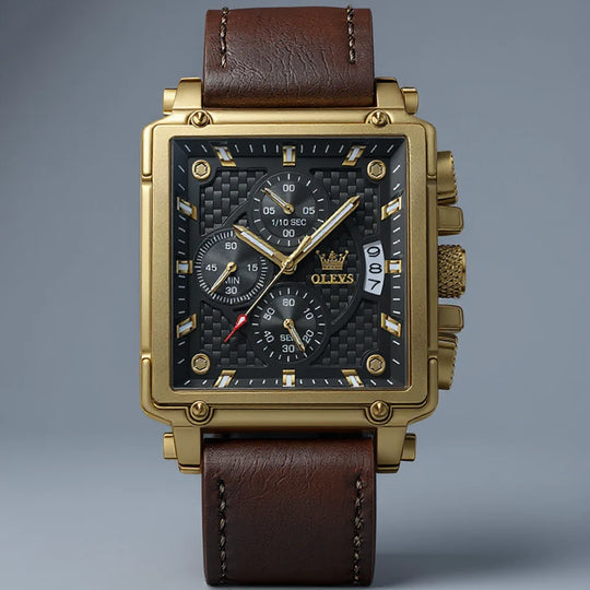 Chronograaf Vierkant 45 mm – met Leren Band