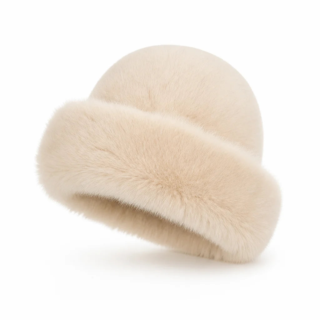 Cloche Hoed Kunstbont – Pluizig met Fleecevoering