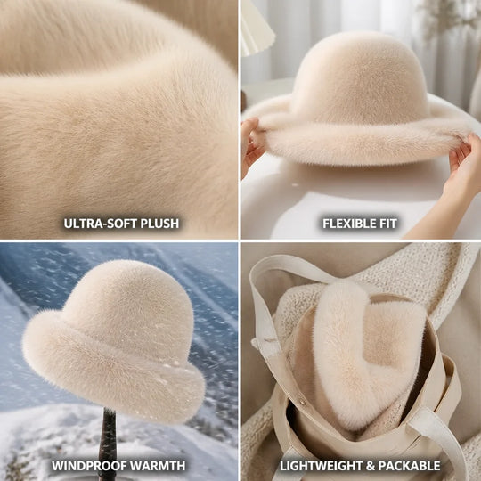 Cloche Hoed Kunstbont – Pluizig met Fleecevoering