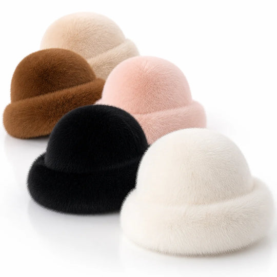 Cloche Hoed Kunstbont – Pluizig met Fleecevoering