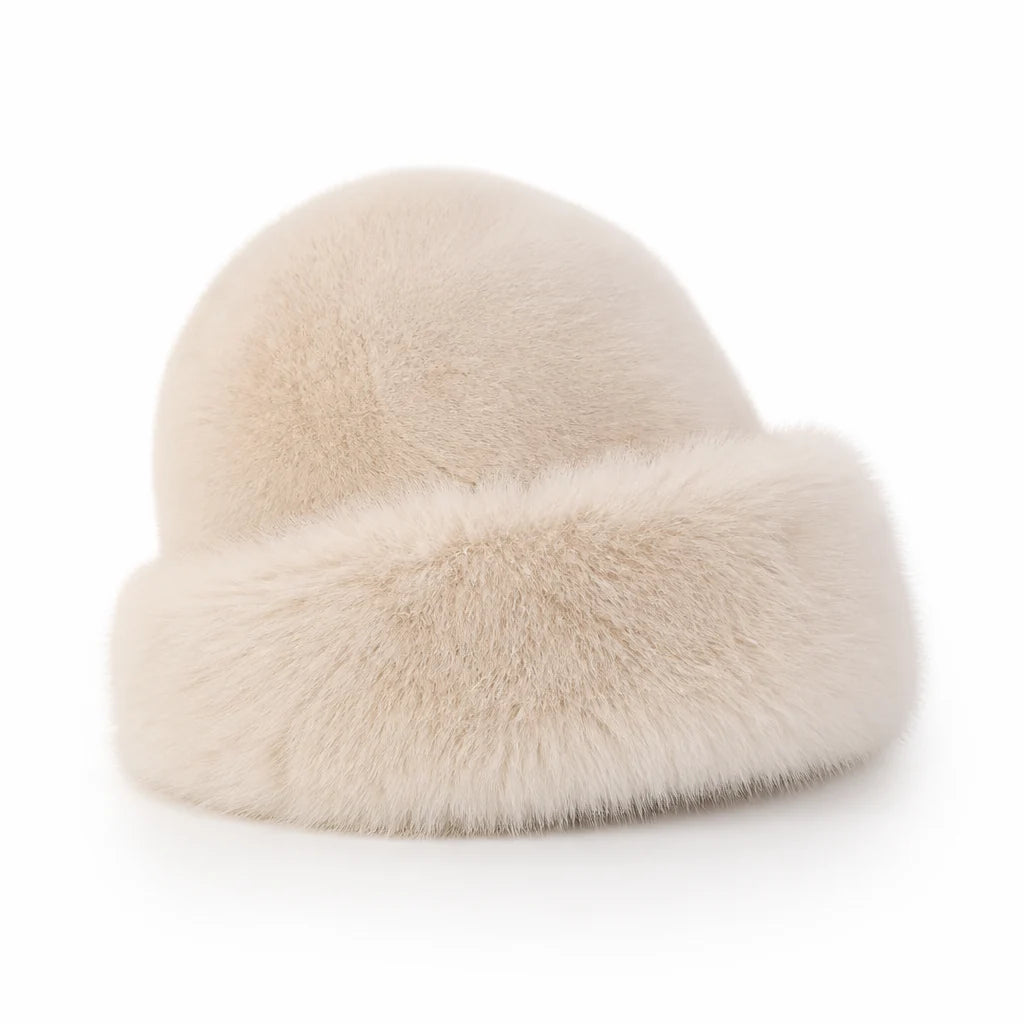 Cloche Hoed Kunstbont – Pluizig met Fleecevoering