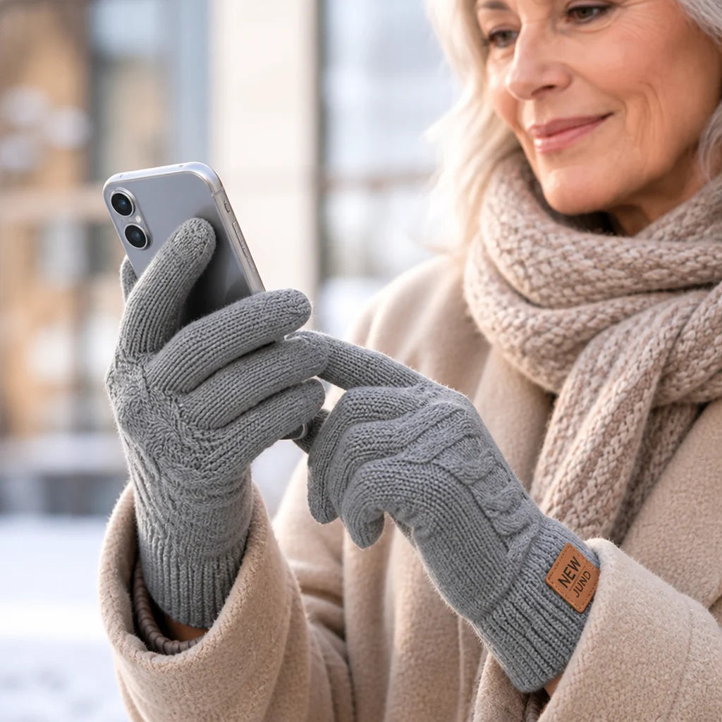 Dameshandschoenen Touchscreen – met Fleecevoering en Kabelpatroon