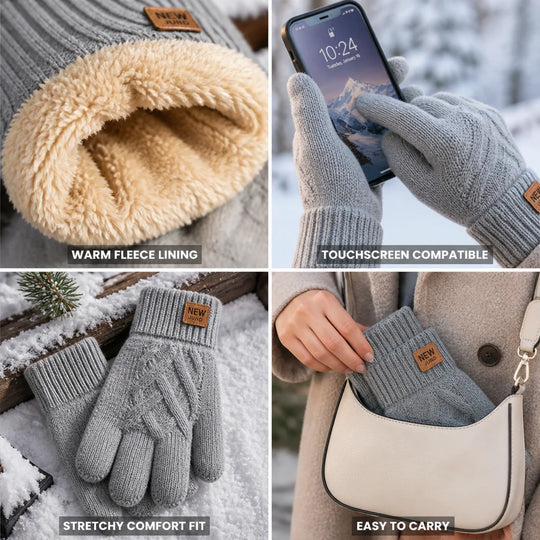Dameshandschoenen Touchscreen – met Fleecevoering en Kabelpatroon