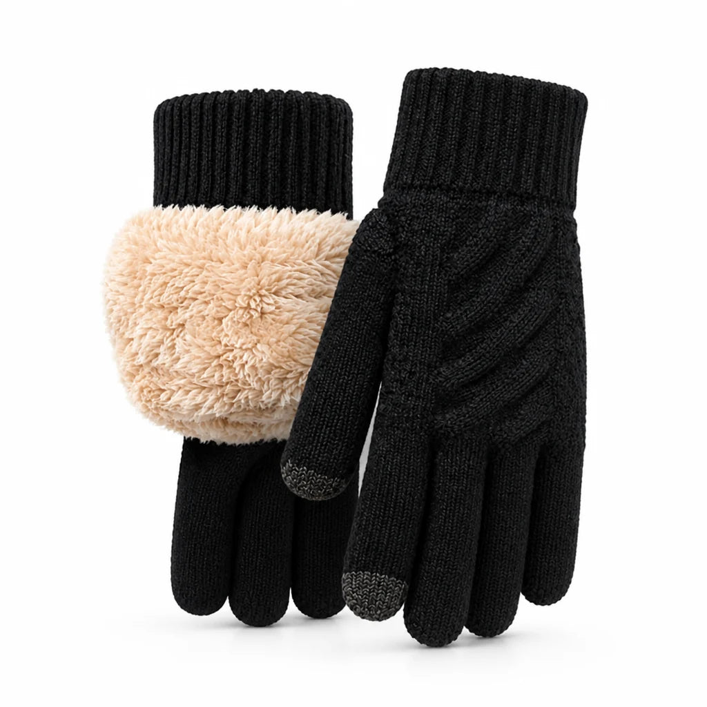 Dameshandschoenen Touchscreen – met Fleecevoering en Kabelpatroon