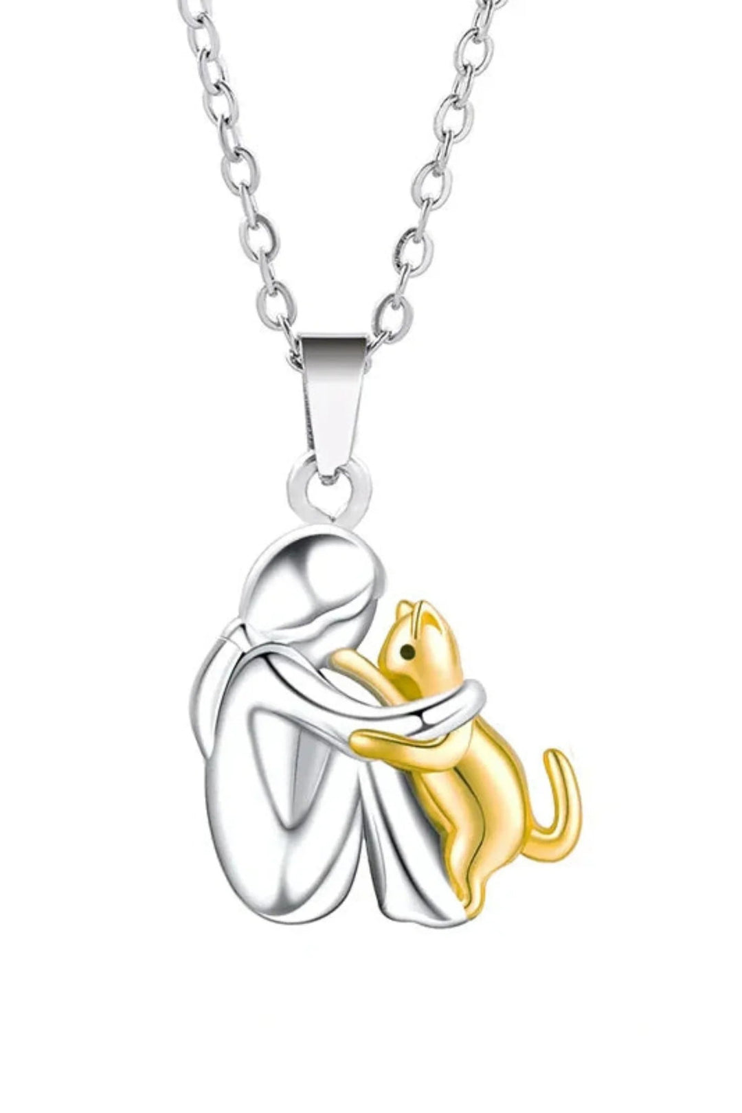 Damesketting met knuffelhanger in 14K verguld - elegant hondensilhouetontwerp